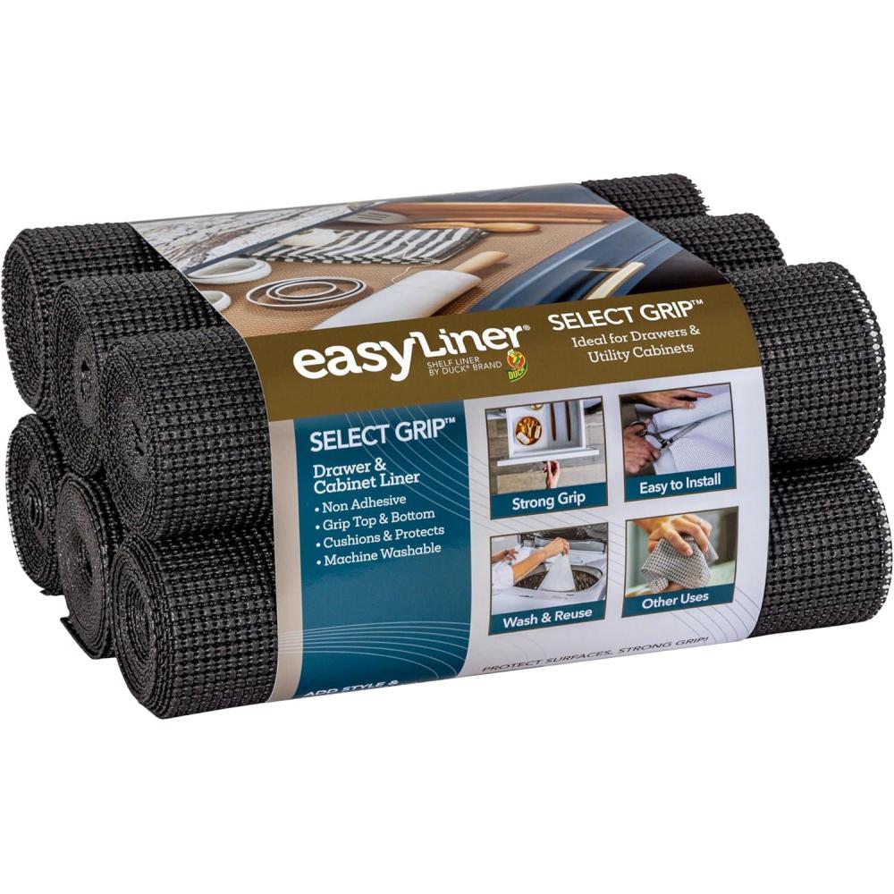 imageEasyLiner Select Grip Shelf Liner for Drawers ampamp Cabinets  Easy to Install ampamp Cut to Fit  Non Slip Non Adhesive Grip Shelf Liner for Kitchen Drawers Bathroom Pantry  20in x 6ft Fern Green 6 RollsBlack