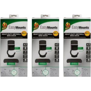 imageDuck Brand EasyMounts Bike Dock Wall Mount Bike Storage Rack for Garage or Shed Heavy Duty Horizontal or Vertical Bicycle Organizer System Easily Hang ampamp Install No Tools Required Black 3 Pack