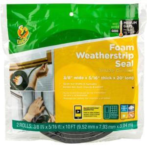 imageDuck Brand Self Adhesive Foam Weatherstrip Seal for Extra Large Gaps 30 Total Feet Window and Door Seal Strip Foam Tape 34Inch Wide x 12Inch Thick x 10Feet Long 3 Rolls Charcoal 2844242 Rolls