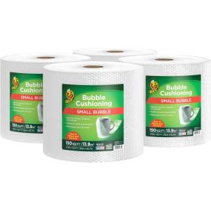 imageDuck Brand Small Bubble Cushioning Wrap for Moving Shipping ampamp Mailing 600 FT Bubble Packing Wrap Extra Protection Packaging Boxes ampamp Mailers Clear Bubble Roll Moving Supplies 150 FT Each 4 Rolls12 in x 600 ft