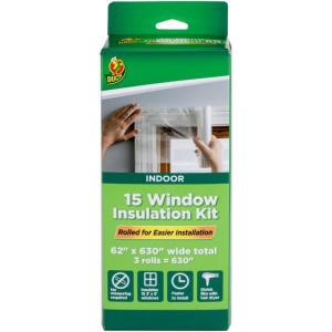 imageDuck Brand Winter Window Insulation Kit  Window Seal Rolled Shrink Film Covers Up to 15 3 x 5 Windows  Window Tape Included  Easy Indoor Installation  Clear  15Pack 28806915 Windows