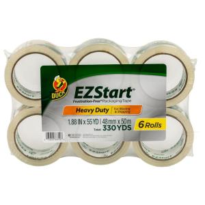 imageDuck EZ Start Clear Packing Tape Refill  Quiet Easy Start Packaging Tape for Boxes Shipping Moving ampamp Storage  188 Inch x 60 Yards  3quot Core  Clear 2990026 Rolls  55 yds