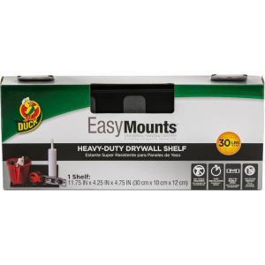 imageDuck EasyMounts Garage Organization Kit  2 Heavy Duty Hooks and 1 Mop ampamp Broom Holder  Wall Mount Hanging Storage  No Tool Drywall Install  Black Includes All Hanging HardwareDrywall Shelf
