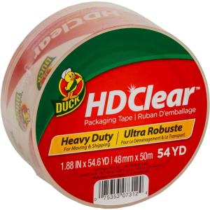 imageDuck HD Clear Packing Tape Refills  12 Rolls of Strong Heavy Duty Packing Tape for Shipping and Moving Boxes and Packaging  188 In x 546 Yards  3quot Core  Clear 2877331 Roll  546 yds