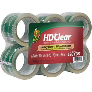 imageDuck HD Clear Packing Tape Refills  12 Rolls of Strong Heavy Duty Packing Tape for Shipping and Moving Boxes and Packaging  188 In x 546 Yards  3quot Core  Clear 2877336 Rolls  546 yds