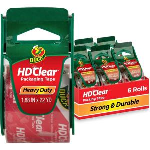 imageDuck HD Clear Packing Tape with Dispensers  6 Rolls of Strong Heavy Duty Packing Tape for Shipping and Moving Boxes and Packaging  188 In x 222 Yards  15quot Core  Clear 287732