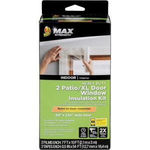 imageDuck MAX Strength Window Insulation Kit Fits Patio Doors ampamp Large Windows Heavy Duty Indoor Shrink Film Insulator Window Seal Tape Included 84quot x 120quot Clear 2 PackXL WindowPatio  2 Pack
