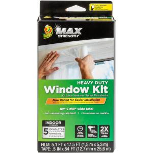 imageDuck MAX Strength Window Insulation Kit Fits Patio Doors ampamp Large Windows Heavy Duty Indoor Shrink Film Insulator Window Seal Tape Included 84quot x 120quot Clear 2 PackStandard Window  5 Pack