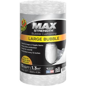 imageDuck Max Strength Bubble Cushioning Wrap for Moving ampamp Shipping 60 FT Large Bubble Packing Wrap Heavy Duty Protection for Mailing ampamp Packaging Boxes Clear Bubble Roll Supplies Perforated Every 12 IN12 in x 15 ft