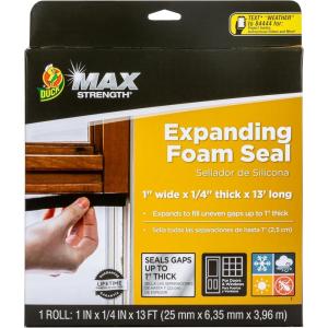 imageDuck Max Strength Expanding Foam Seal for Doors and Windows 5 in x 5 in x 20 ft Expands to Fit Uneven Gaps up to 12 Inch Thick Cut to Size Black 1Roll Pack of 1Black