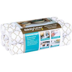 imageSmooth Top EasyLiner for Cabinets ampamp Drawers  Easy to Install ampamp Cut to Fit  Shelf Paper ampamp Drawer Liner Non Adhesive  Non Slip Shelf Liner  12in x 10ft  6 Roll Project Pack  Gray Geo PrintTaupe Quatrefoil