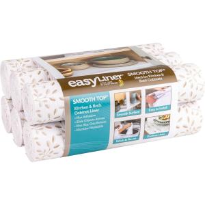 imageSmooth Top EasyLiner for Cabinets ampamp Drawers  Easy to Install ampamp Cut to Fit  Shelf Paper ampamp Drawer Liner Non Adhesive  Non Slip Shelf Liner  12in x 10ft  6 Roll Project Pack  Gray Geo PrintTaupe Buds