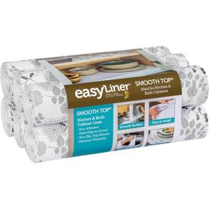 imageSmooth Top EasyLiner for Cabinets ampamp Drawers  Easy to Install ampamp Cut to Fit  Shelf Paper ampamp Drawer Liner Non Adhesive  Non Slip Shelf Liner  12in x 10ft  6 Roll Project Pack  Gray Geo PrintMidnight Bloom