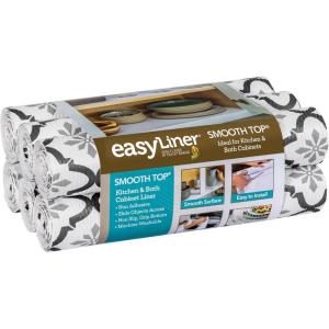 imageSmooth Top EasyLiner for Cabinets ampamp Drawers  Easy to Install ampamp Cut to Fit  Shelf Paper ampamp Drawer Liner Non Adhesive  Non Slip Shelf Liner  12in x 10ft  6 Roll Project Pack  Gray Geo PrintGray Quatrefloral