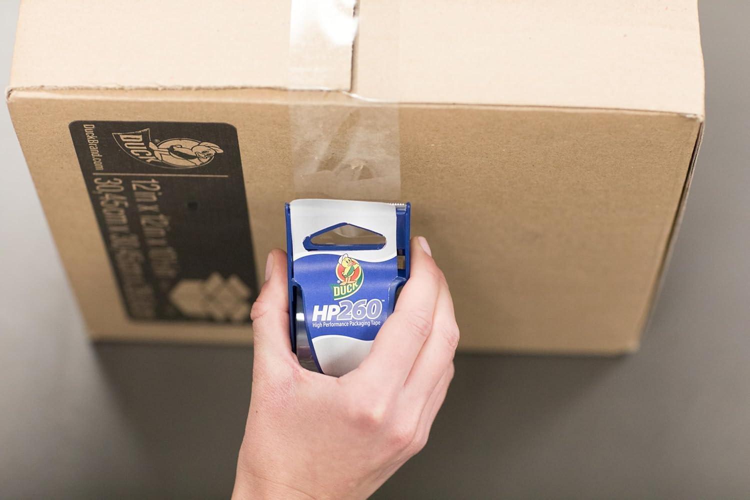 imageDuck Brand High Performance Packaging Tape with Dispenser  HP260 Strong Packaging Tape Gun for Shipping Moving Mailing ampamp Boxes  188 Inches x 222 Yards  15quot Core  Clear 9203521 Roll  Dispenser
