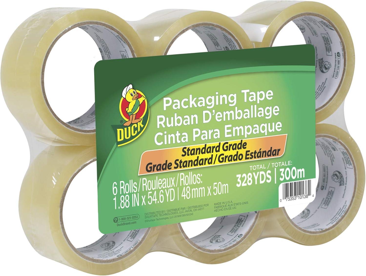 imageDuck Brand Standard Packaging Tape Refills  4 Extra Long Rolls of Clear Packing Tape  Shipping Mailing and Moving Supplies  3quot Core  188 Inch x 100 Yards  Clear 240593Refill