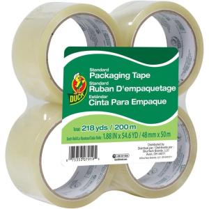 imageDuck Brand Standard Packaging Tape Refills  4 Extra Long Rolls of Clear Packing Tape  Shipping Mailing and Moving Supplies  3quot Core  188 Inch x 100 Yards  Clear 240593Refill